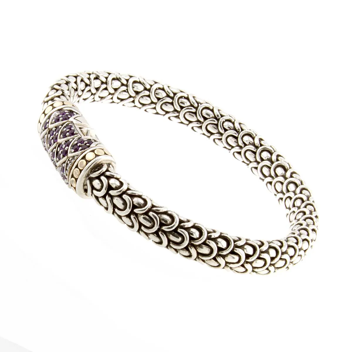 John Hardy Amethyst Legends Naga Station Bracelet 8mm