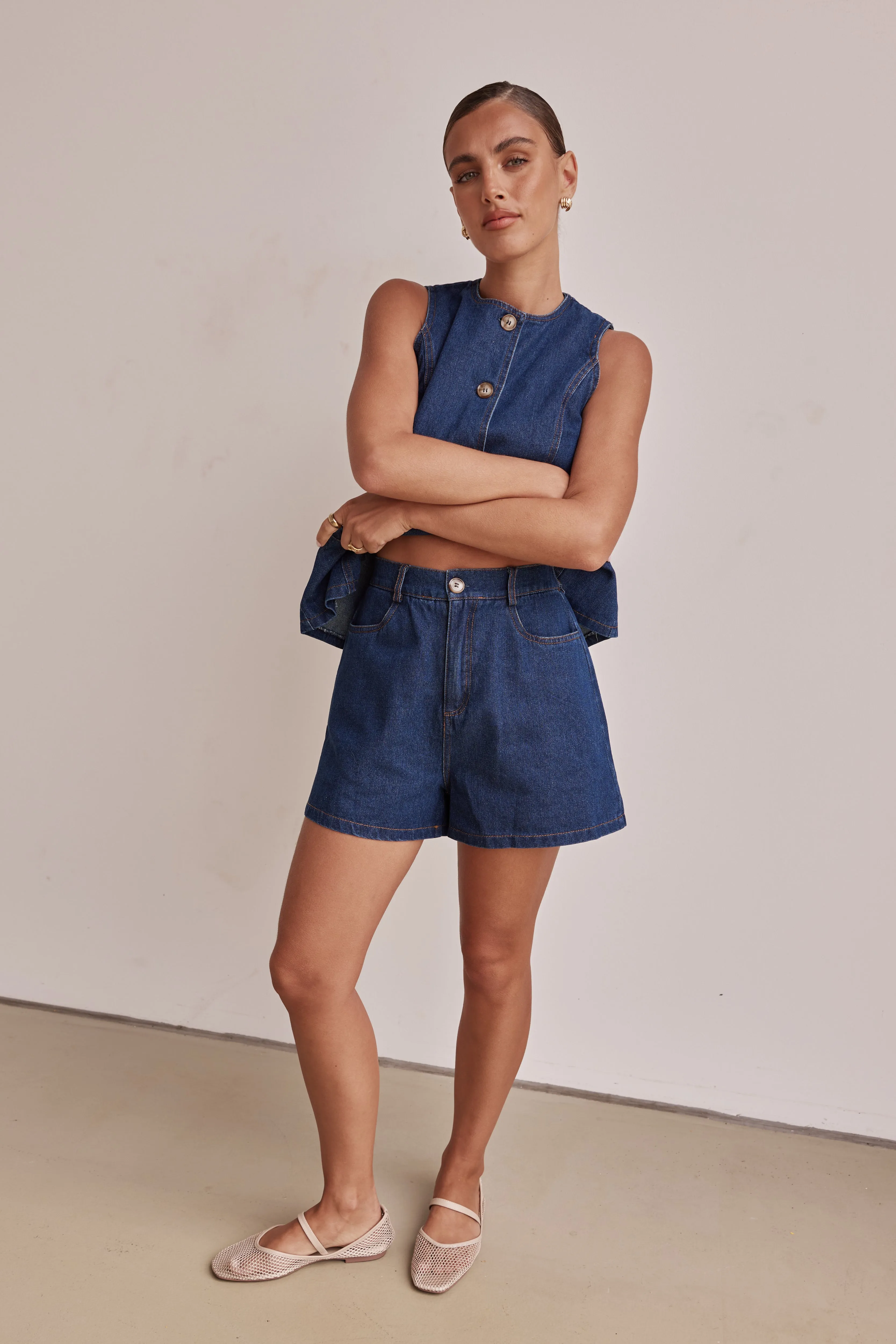 Jules Denim Vest (Blue)