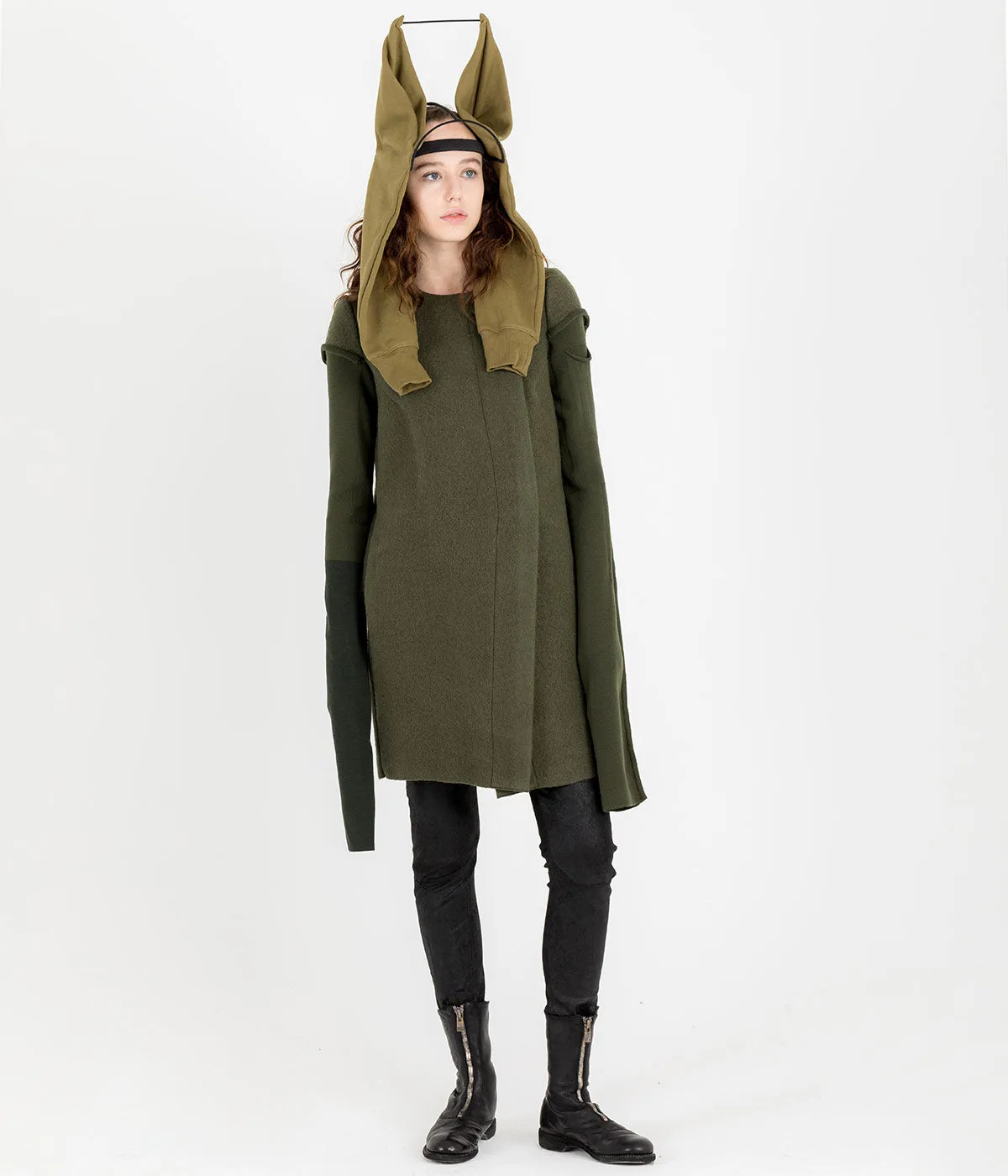 Khaki Green Swan Peacoat