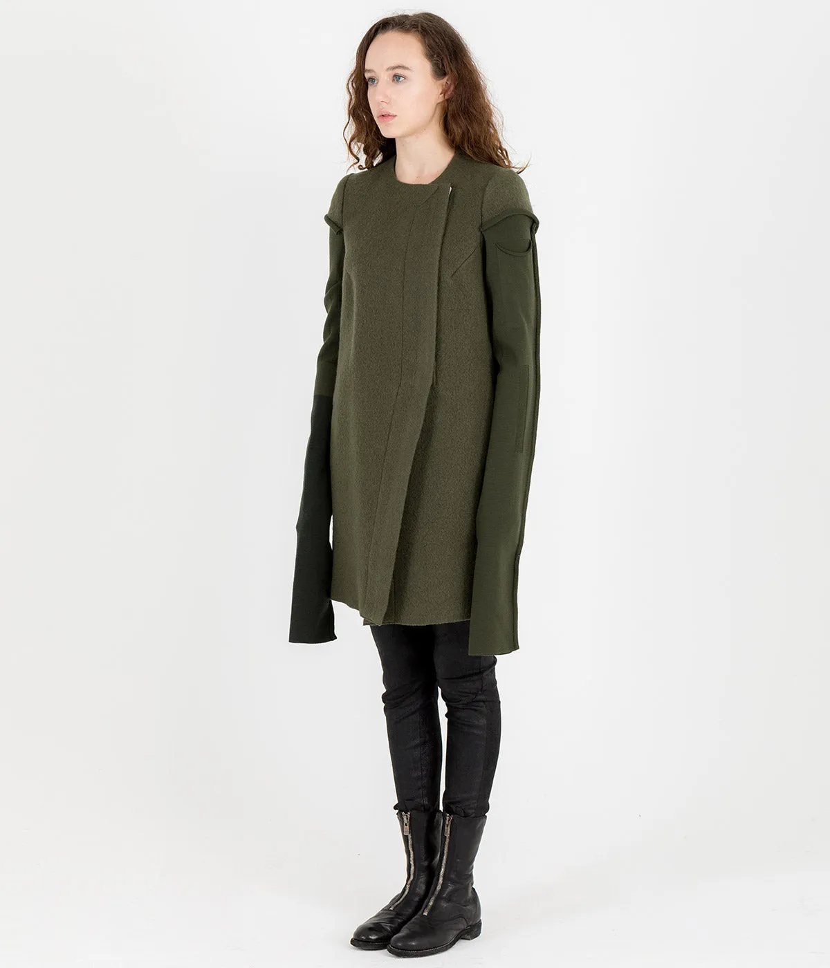 Khaki Green Swan Peacoat