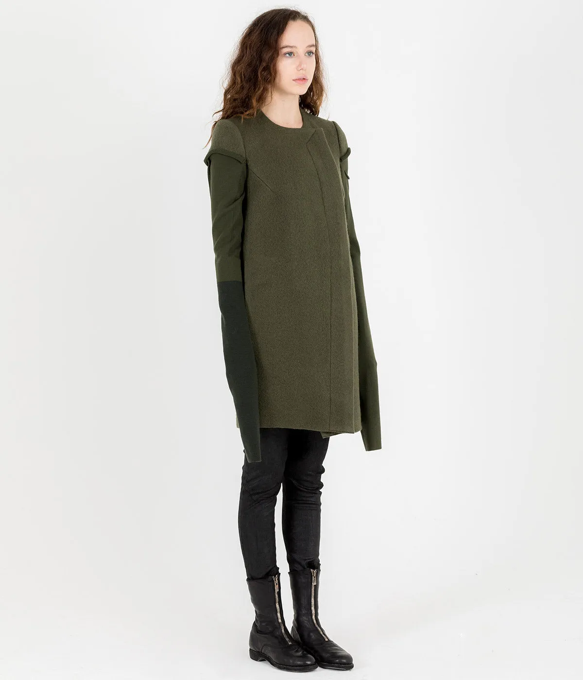 Khaki Green Swan Peacoat