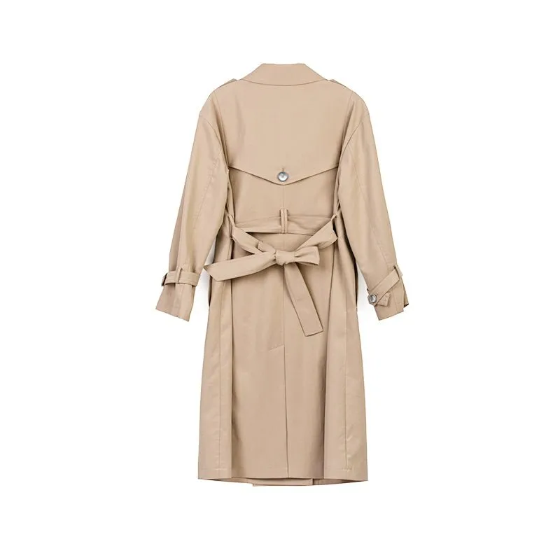 Khaki Long Double Breasted Trench Coats