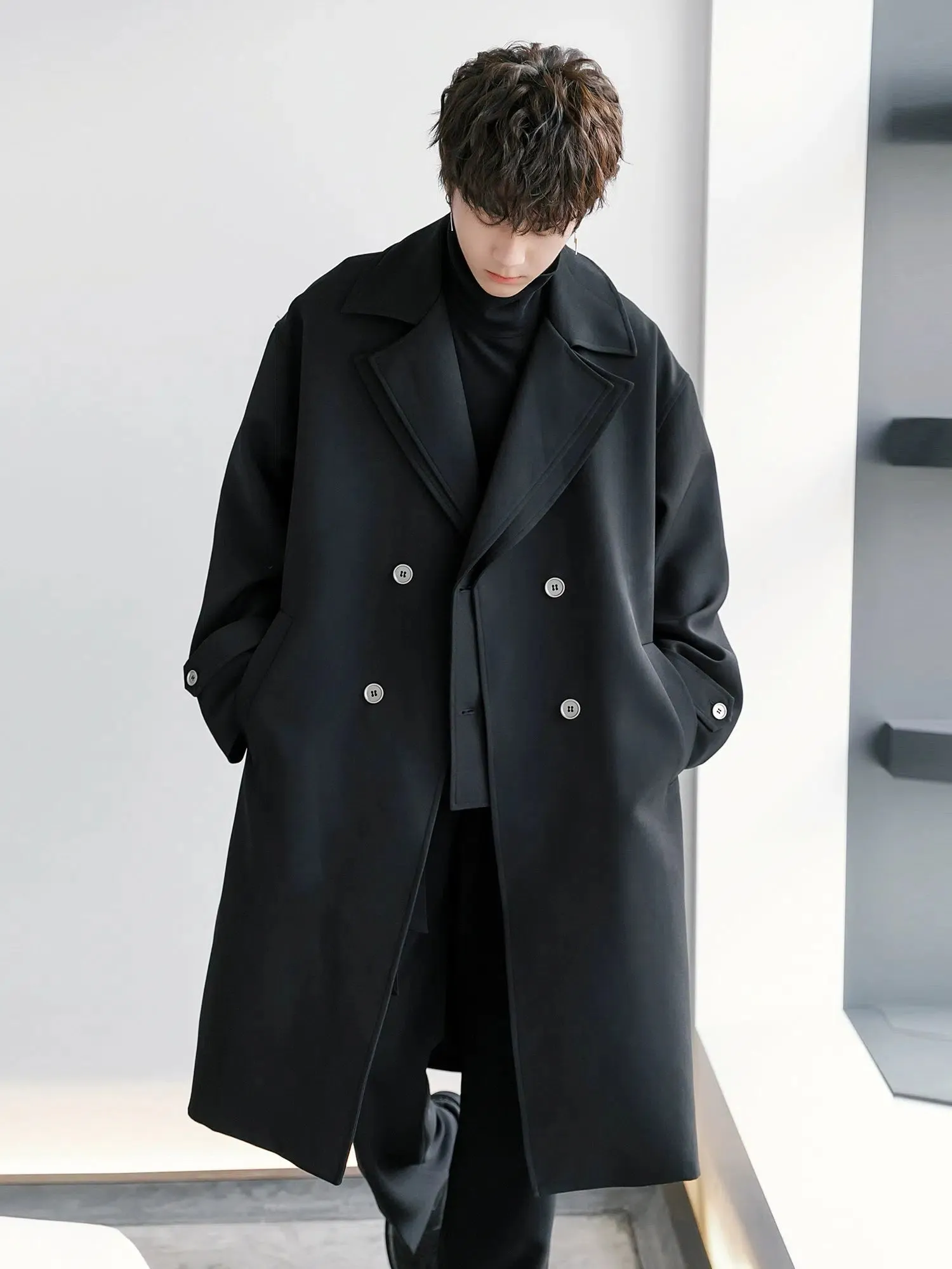 Lapel Double-breasted Trench Coat