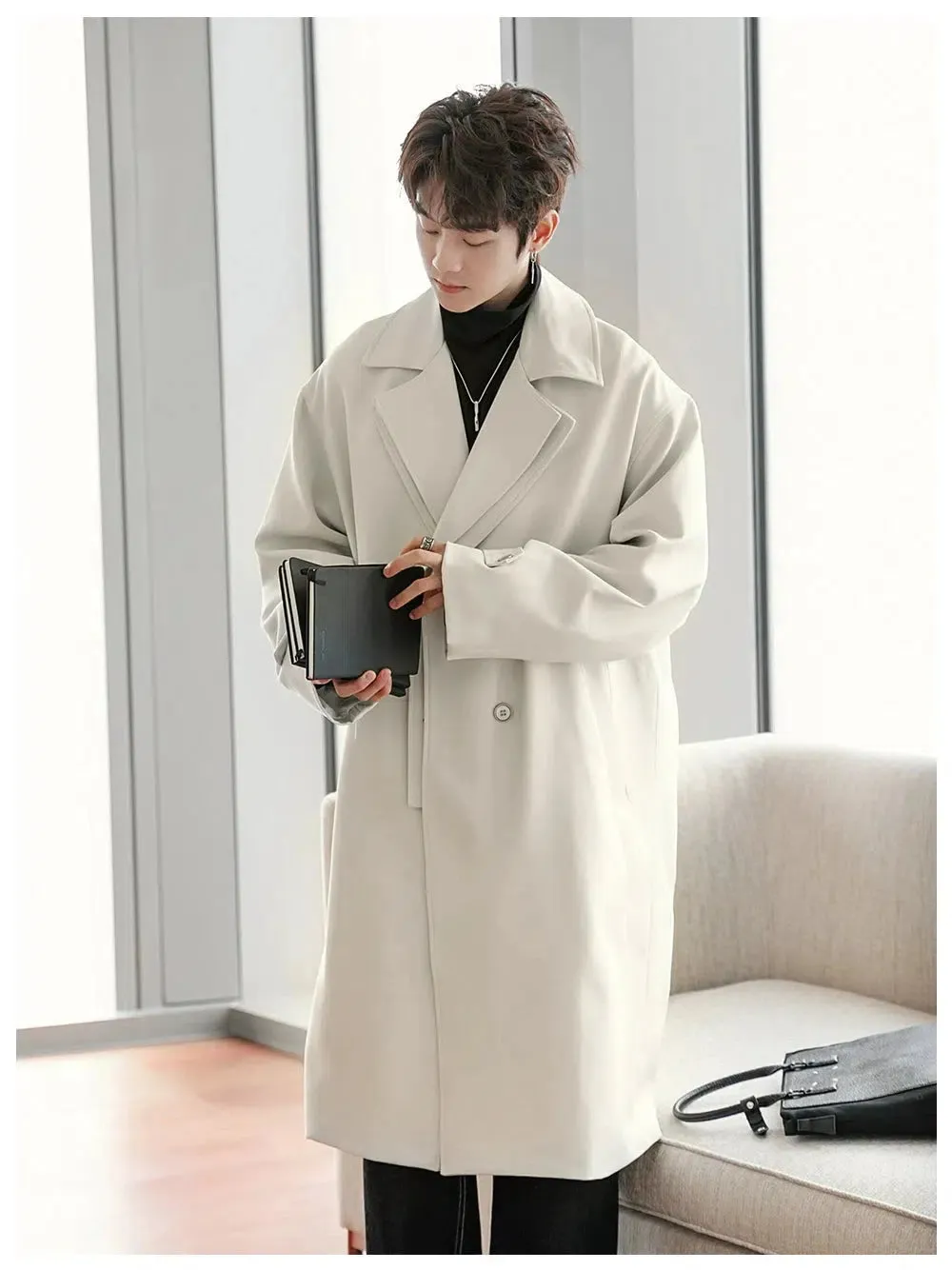 Lapel Double-breasted Trench Coat