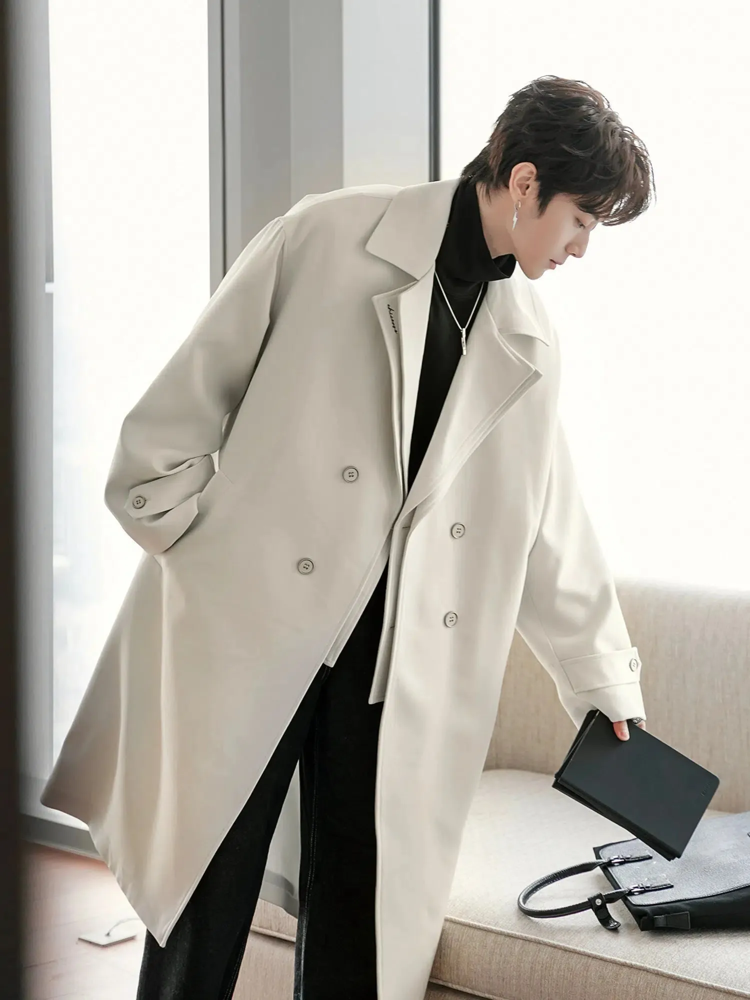 Lapel Double-breasted Trench Coat