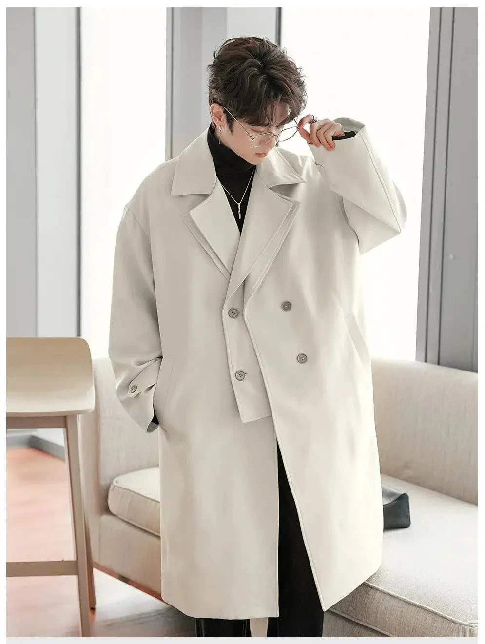 Lapel Double-breasted Trench Coat