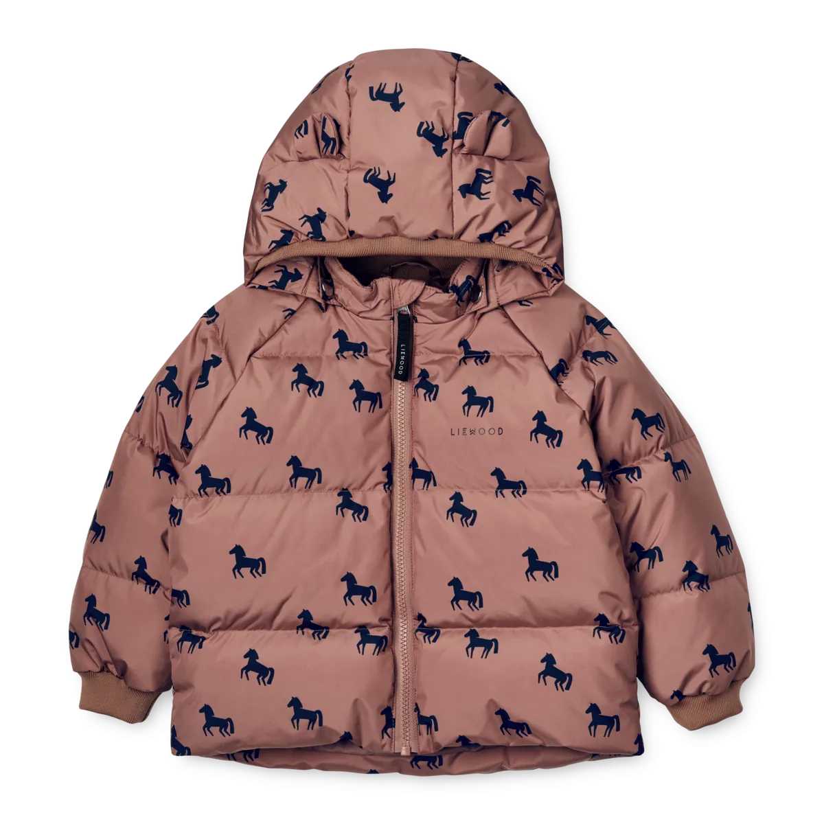 Liewood Polle Puffer Jacket | Horses - Dark Rosetta