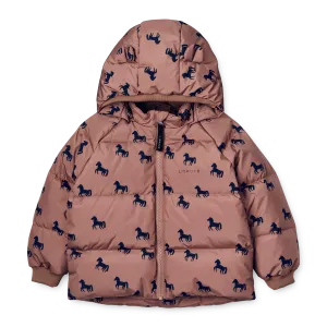 Liewood Polle Puffer Jacket | Horses - Dark Rosetta