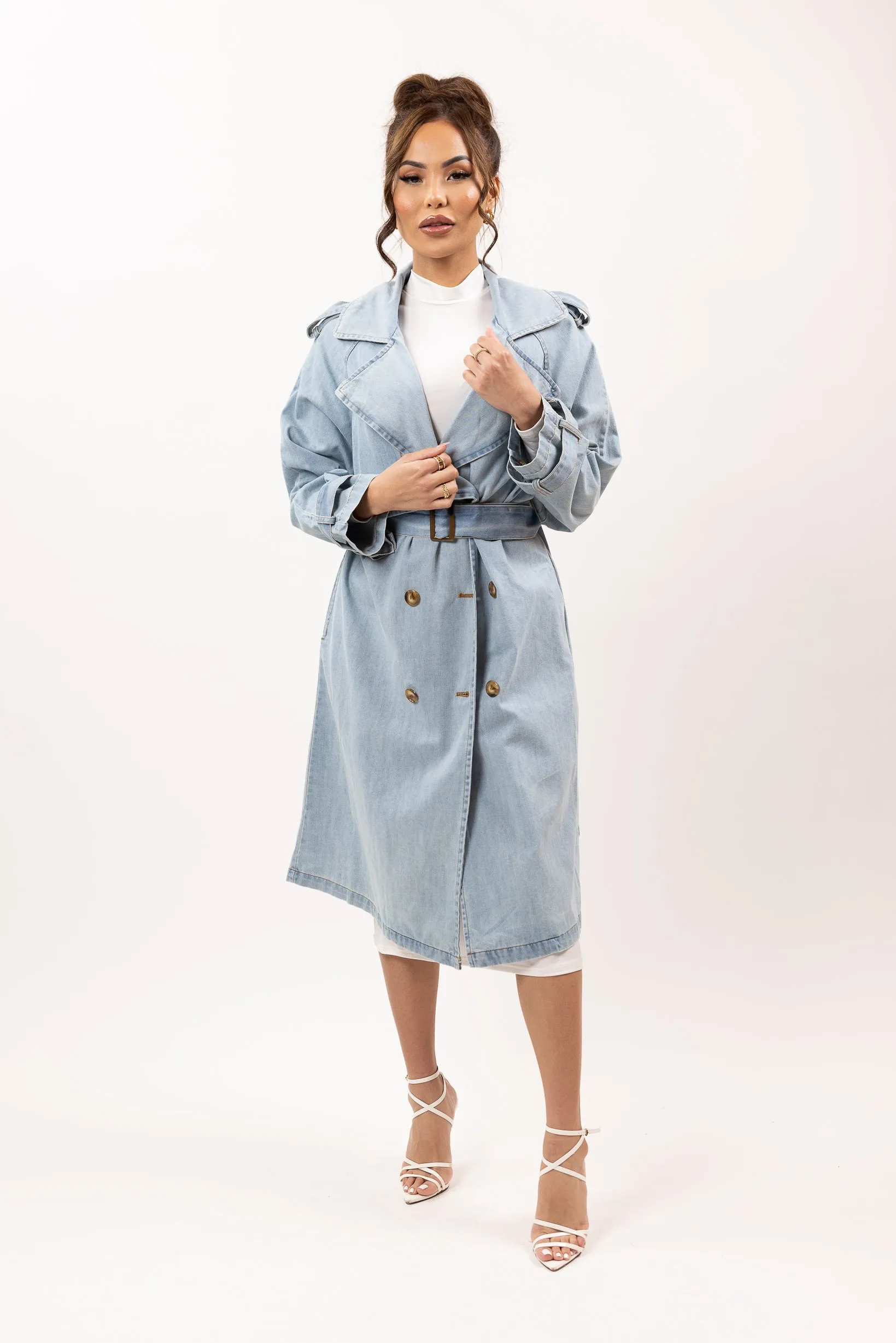 Light Denim Trench Coat