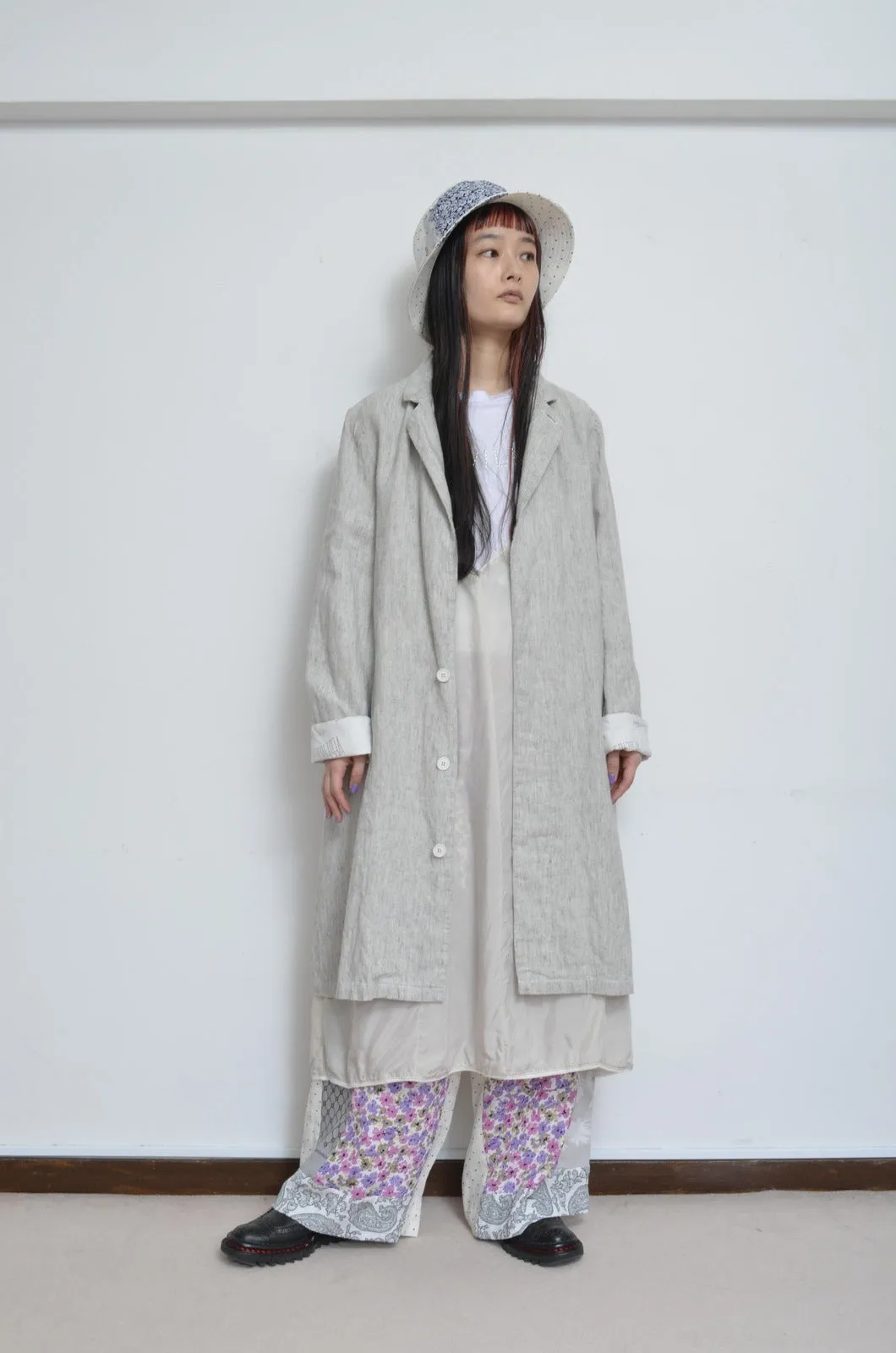 LINEN LONG COAT / 02_WHT