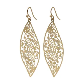 Long Floral Pattern Teardrop Earrings