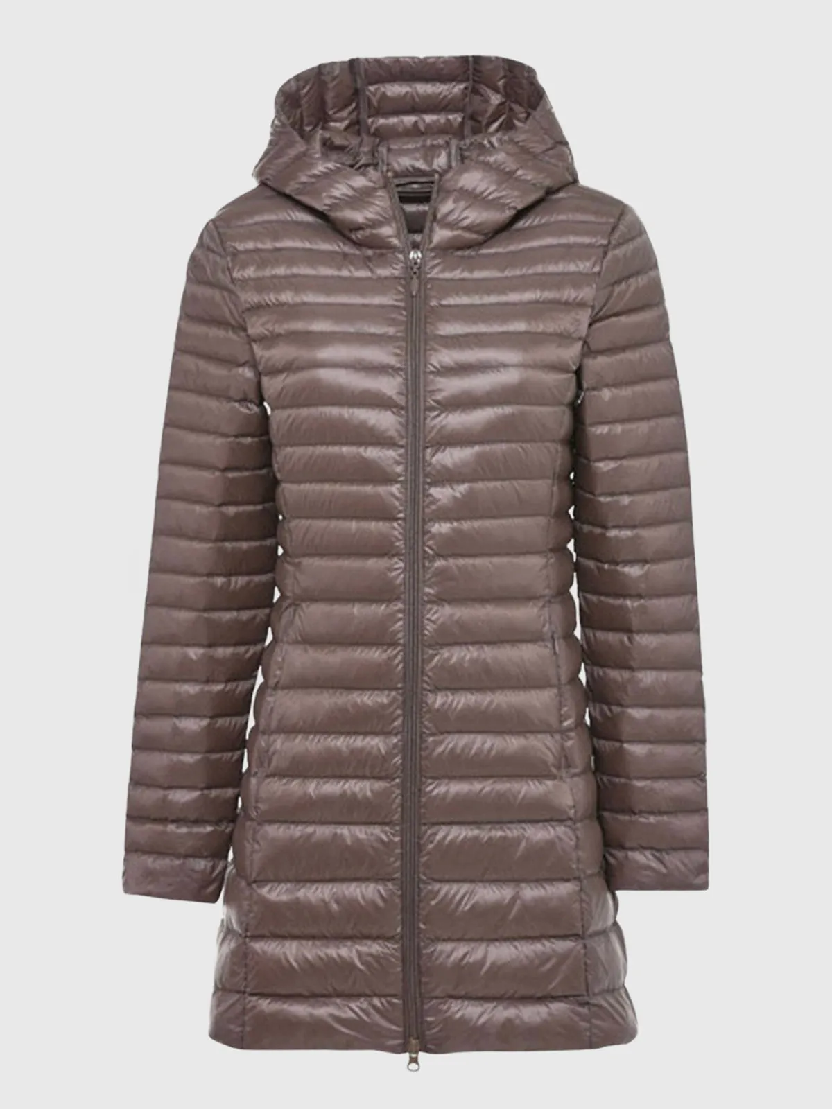 Long Hooded Light Down Puffer  Jacket