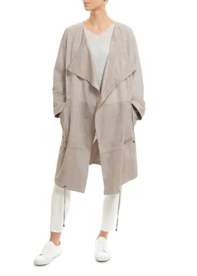 Long Light Grey Suede Coat