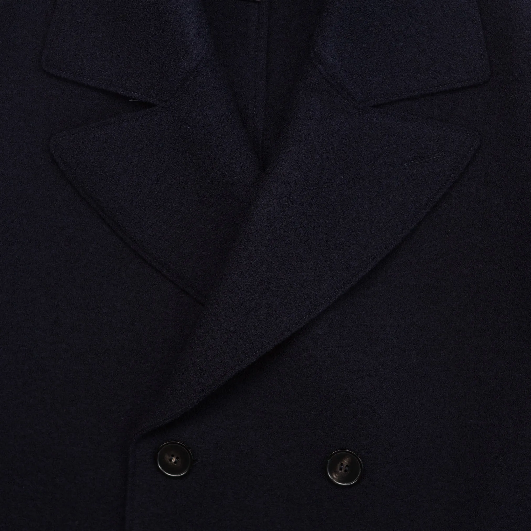 Long Peacoat in Navy Boiled Wool