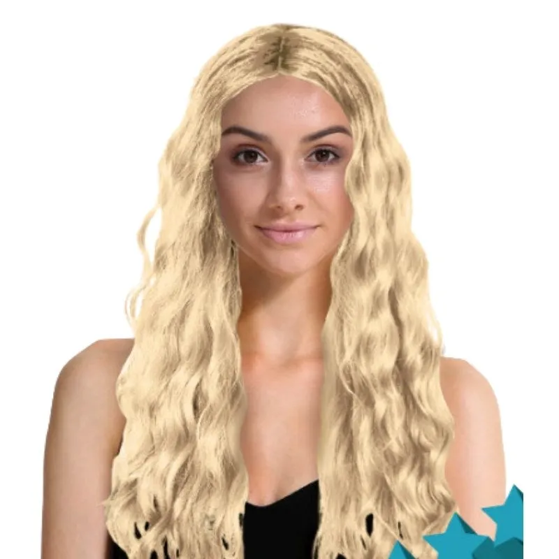 Long Wavy Middle Part Wig - Blonde