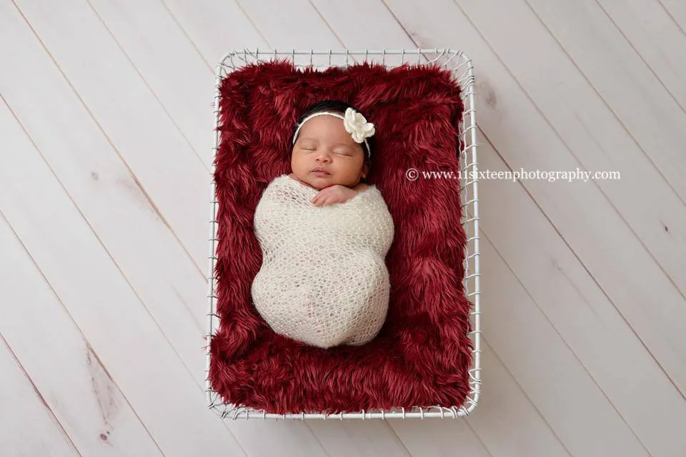 Maroon Red Mongolian Faux Fur Photography Prop Rug Newborn Baby