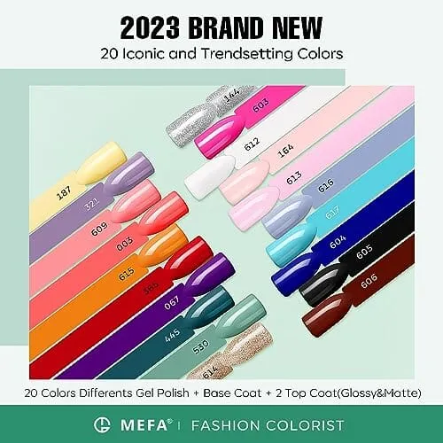 MEFA Gel Nail Polish Set | 23 Pcs | 20 Colours | Basic Collection