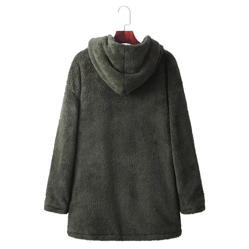 Mens Casual Fleece Warm Long Sleeve Coat