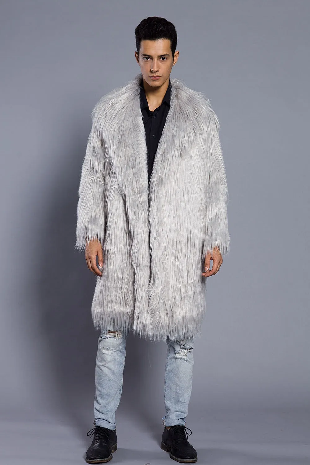 Men's Overcoat Faux Fur Coat Long Trench Coat