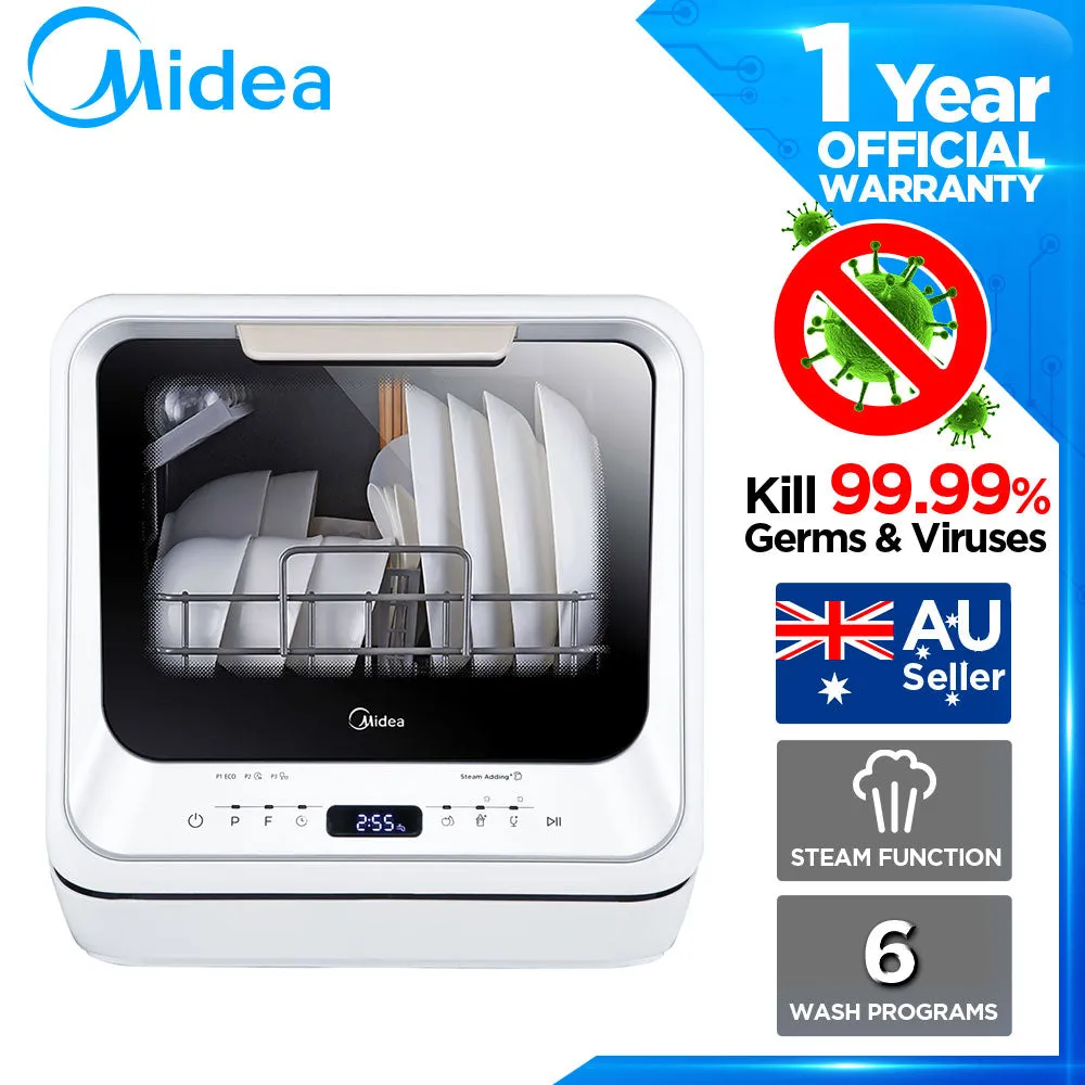 MIDEA Mini Dishwasher Benchtop Dishwasher touch control 1-24 hours delay LED display-K