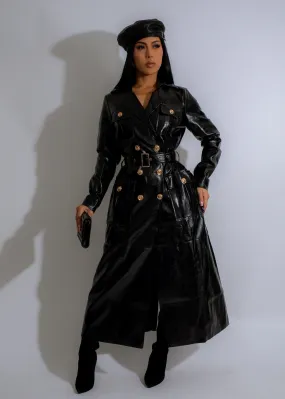 Obsidian Luxe Faux Leather Coat Black