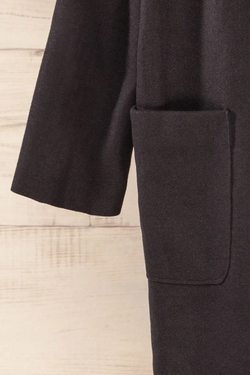 Oia Black | Open Front Trench Coat