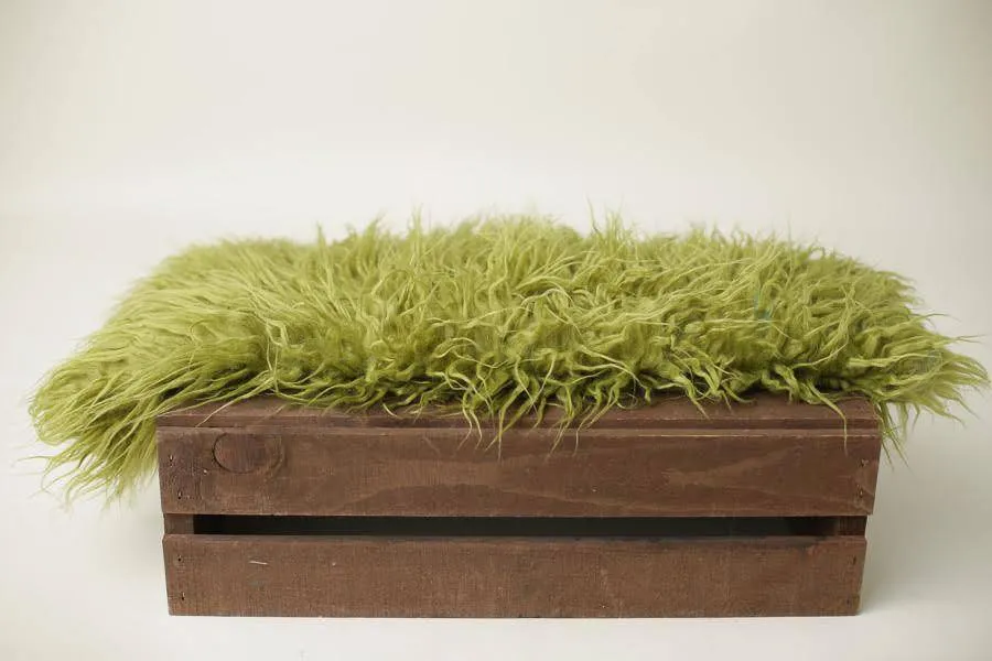 Olive Green Super Long Faux Fur Photography Prop Rug