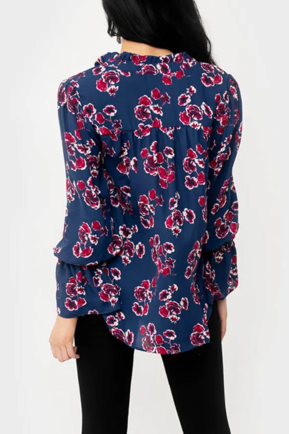 Open Tie Neck Voluminous Blouse