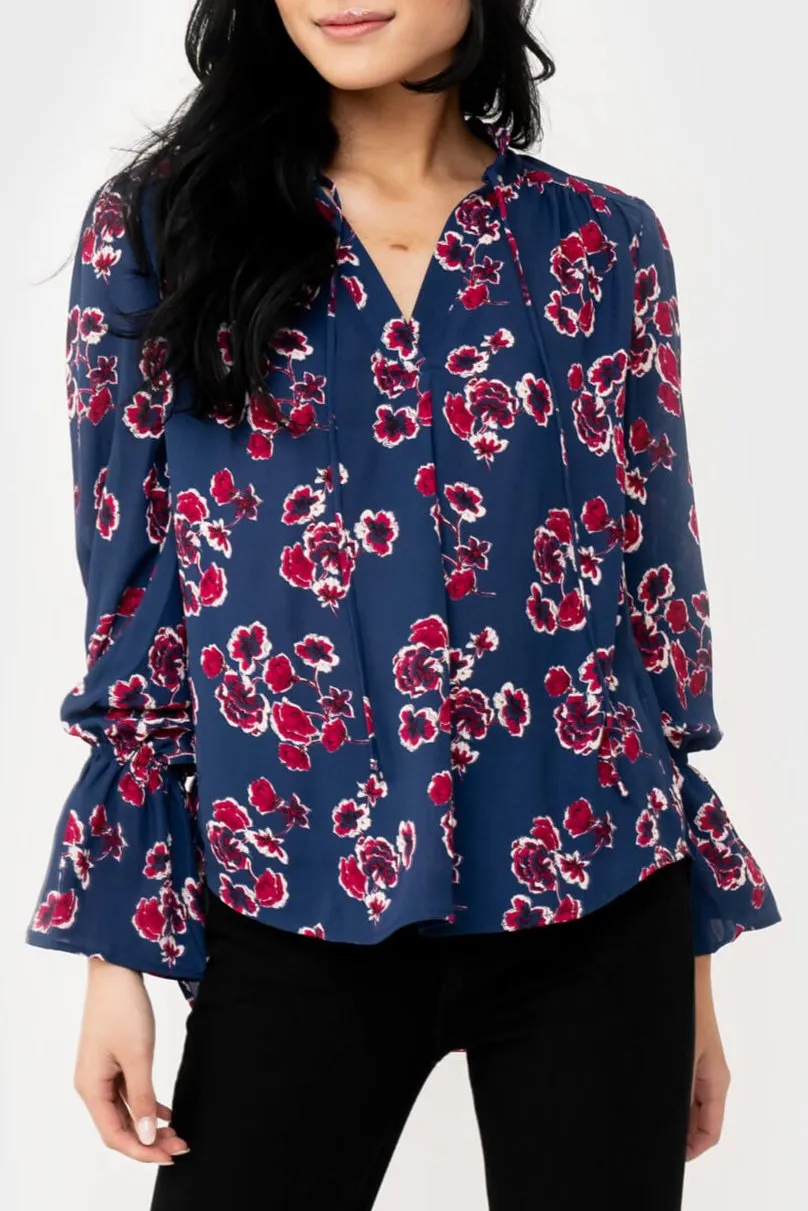 Open Tie Neck Voluminous Blouse