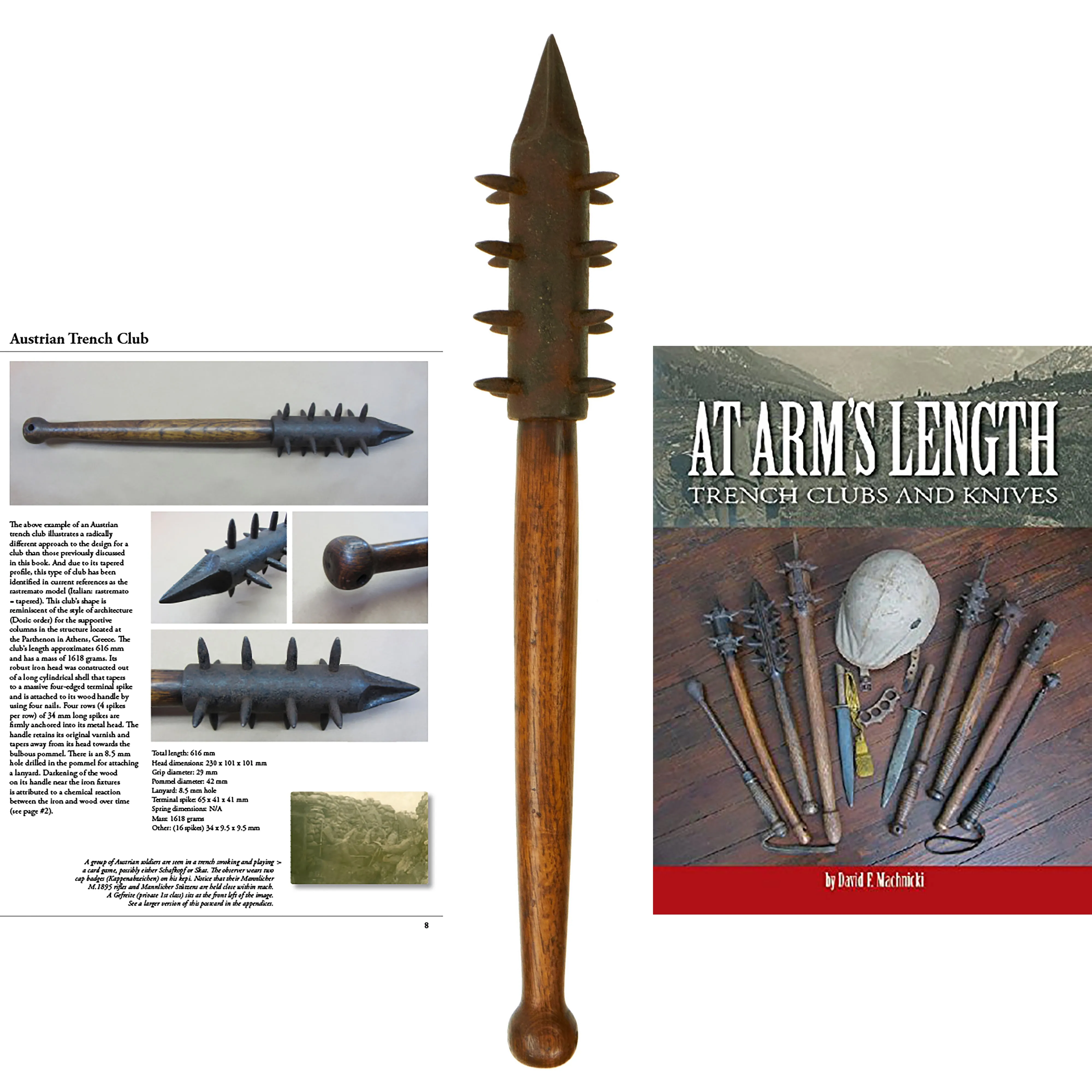 Original Austro-Hungarian WWI Rastremato Model Trench Raiding Club - Featured in Book At Arm's Length Volume 1