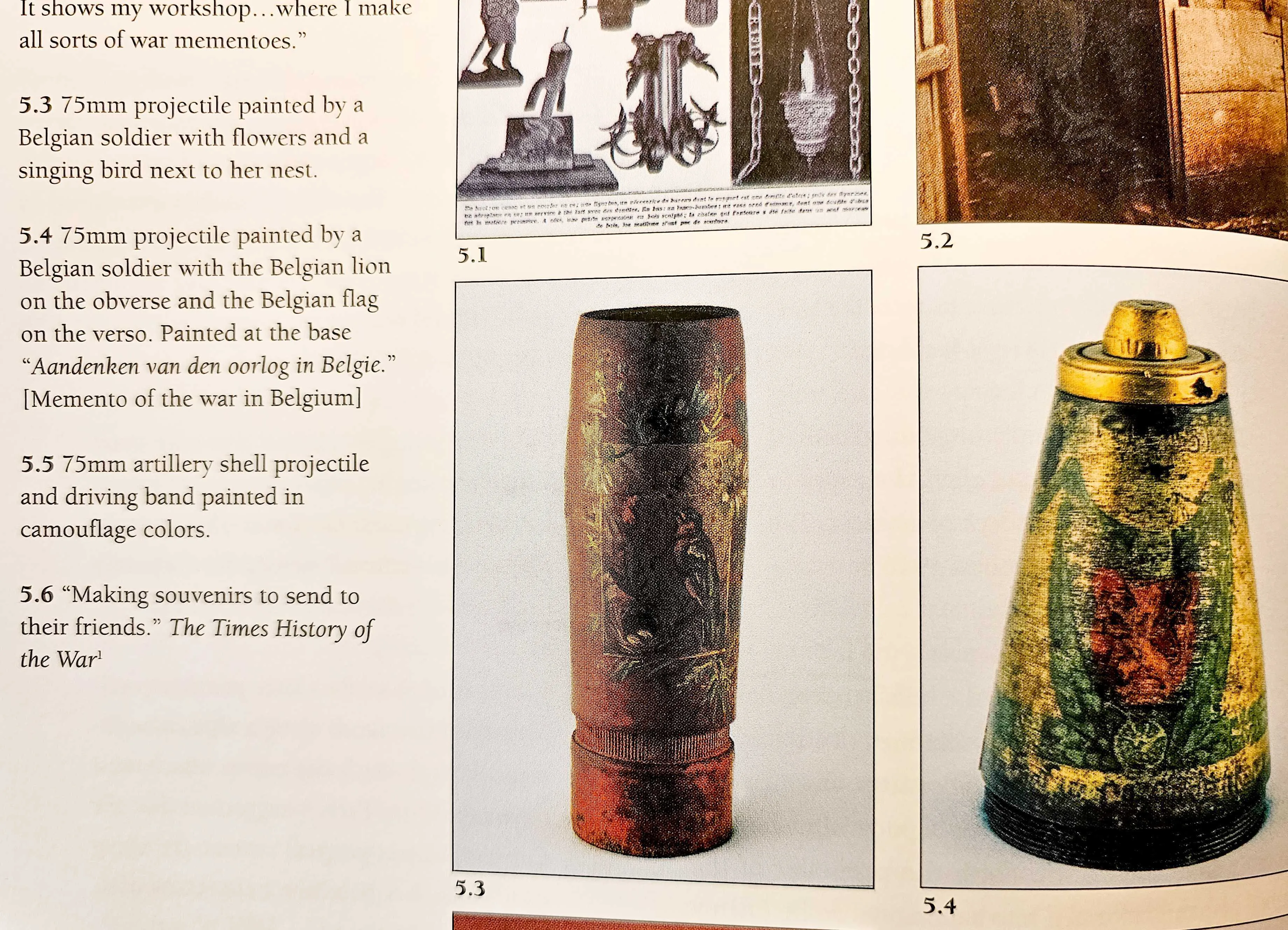 Original Belgian WWI Inert 75mm Fuse Painted Trench Art As Featured In The Book “Trench Art, An Illustrated History” by Jane Kimball on Page 164