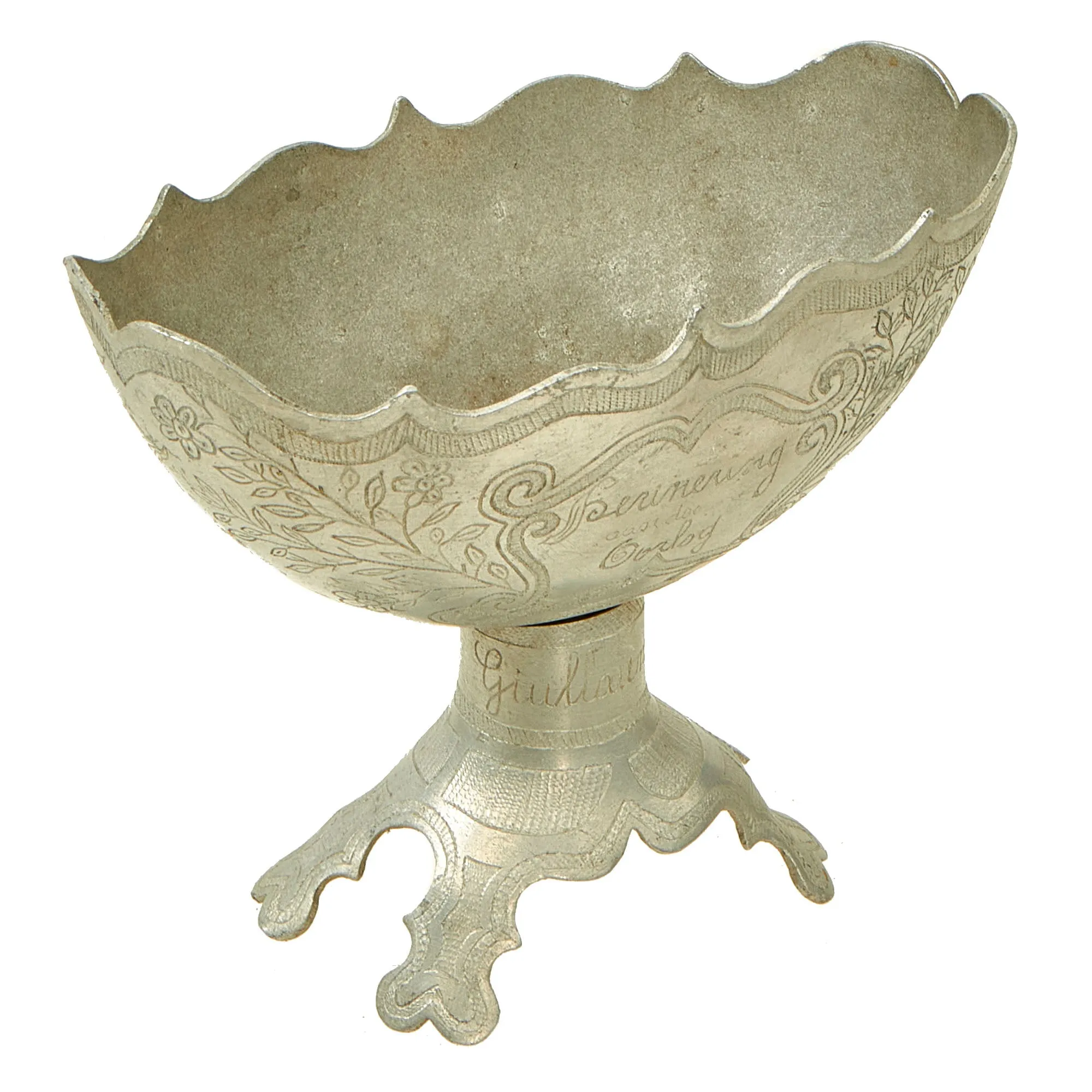 Original Belgian WWI Trench Art Belgian Canteen “Candy Dish” As Featured In The Book “Trench Art, An Illustrated History” by Jane Kimball on Page 194