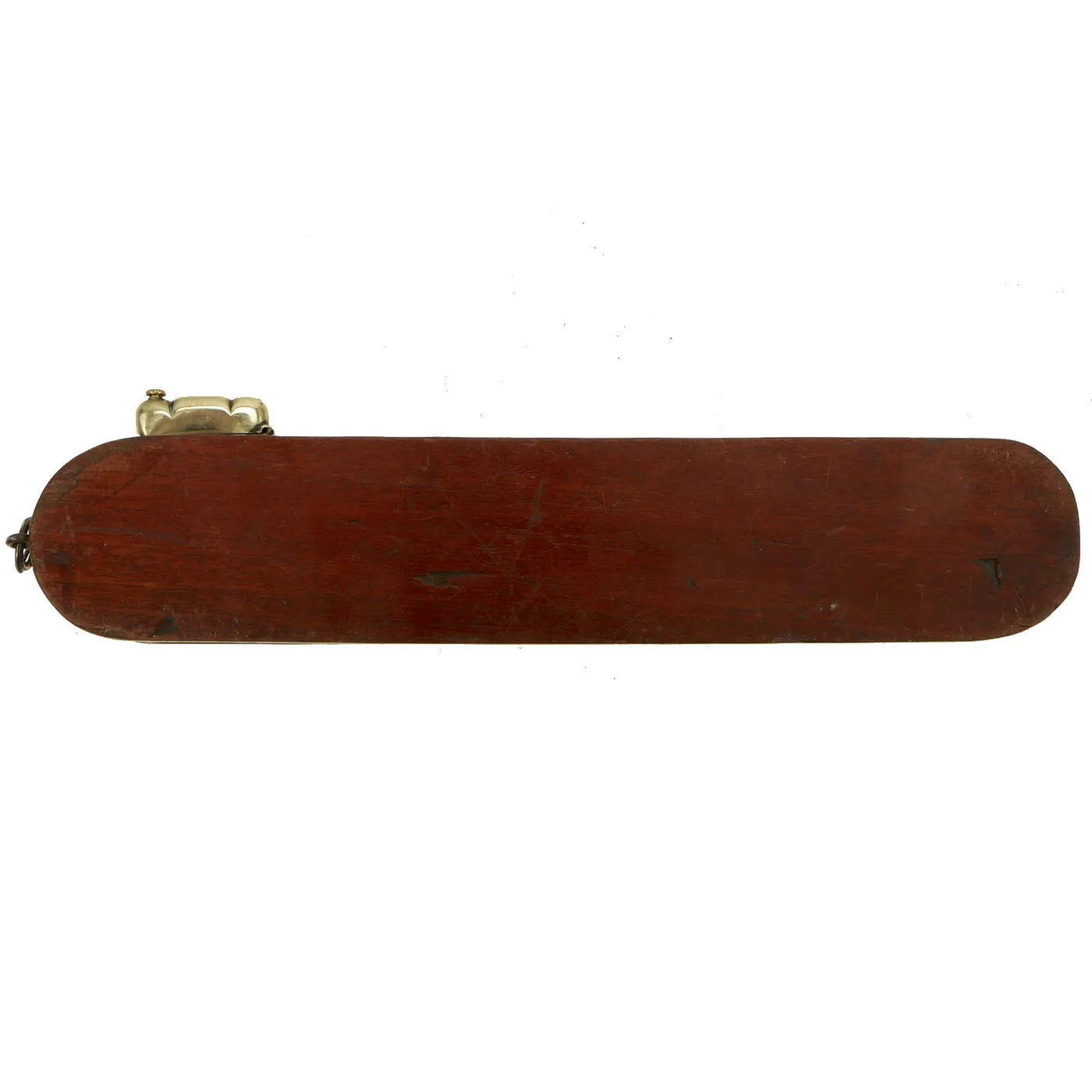 Original British WWI Royal Navy Trench Art Brass & Wood Cribbage Board marked DREADNOUGHT - dated 1906