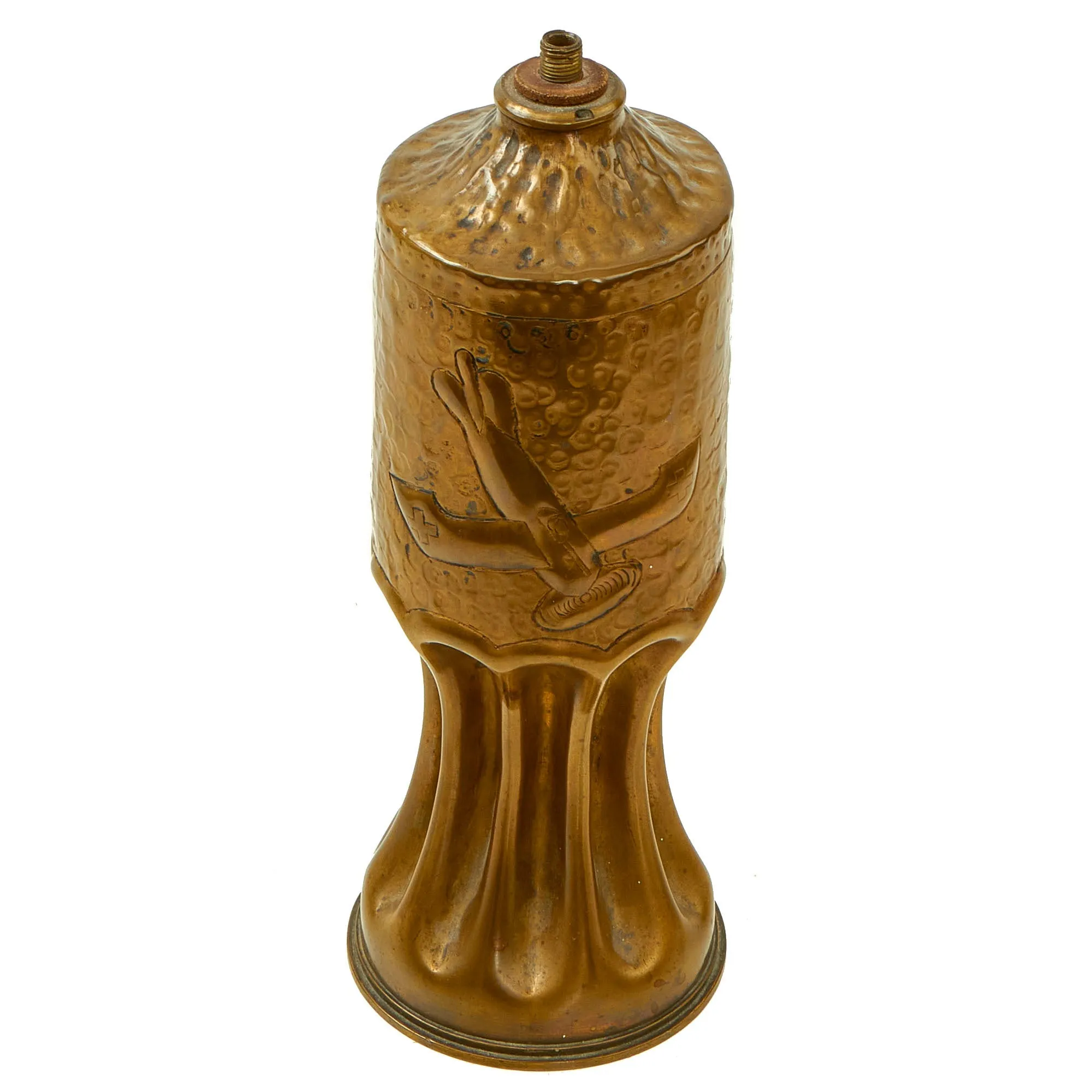 Original French WWI Trench Art 18 Pounder Oil Lamp As Featured In The Book “Trench Art, An Illustrated History” by Jane Kimball