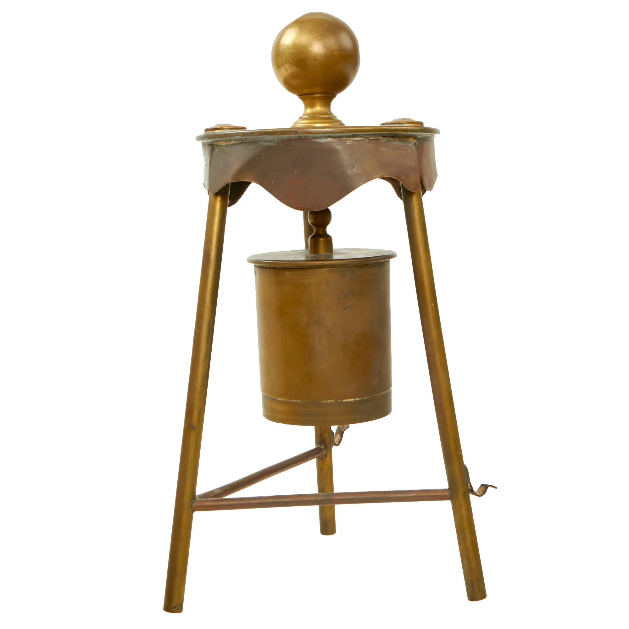 Original German WWI Trench Art “Dinner Gong” Made From Scrap Artillery Shell Brass As Featured In The Book “Trench Art, An Illustrated History” by Jane Kimball on Page 194