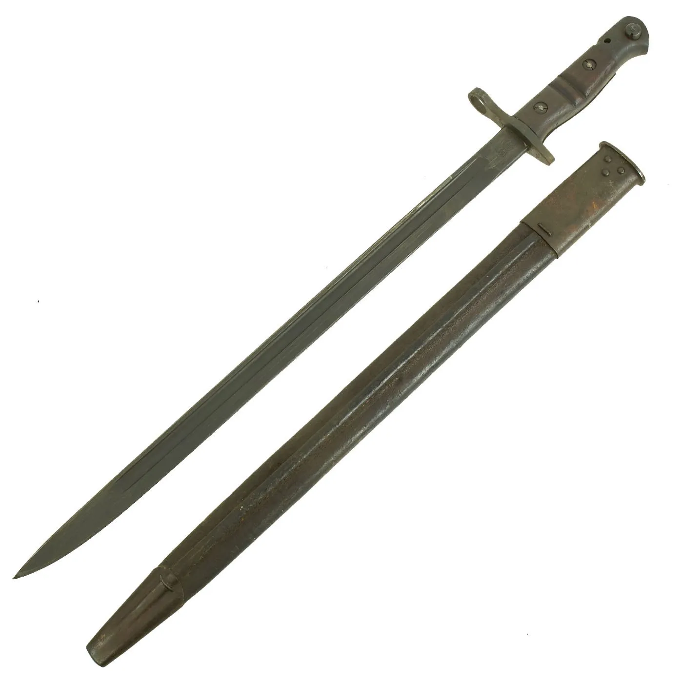 Original U.S. WWI M1917 Enfield Rifle Bayonet by Remington with British WWII Scabbard