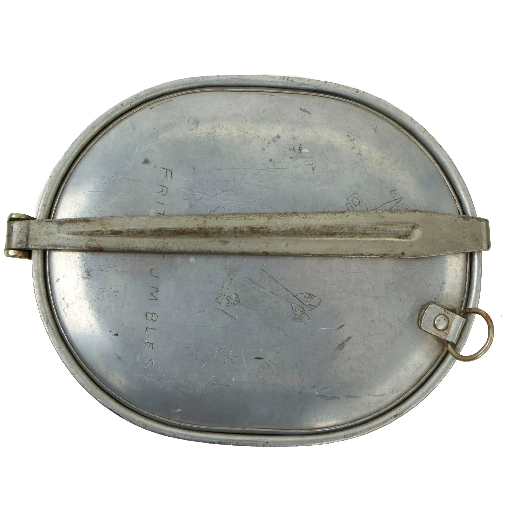 Original U.S. WWI Trench Art M1910 Mess Kit by L.F.&C. Personalized by Private Oscar Christenson, 128th Infantry Regiment, 32 Division As Featured In The Book “Trench Art, An Illustrated History” by Jane Kimball on Page 226