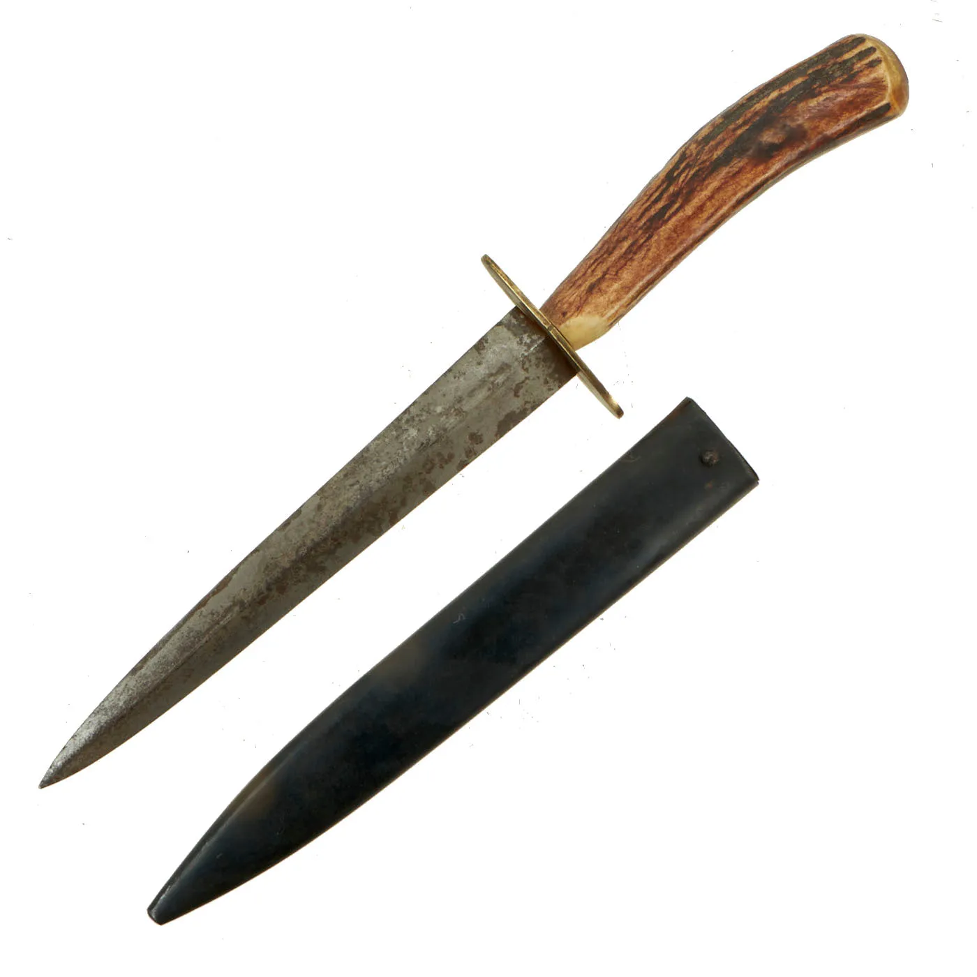 Original WWII Custom Trench/Boot Knife with Antler Grip - Fairbairn Sykes 3rd Pattern Style Blade