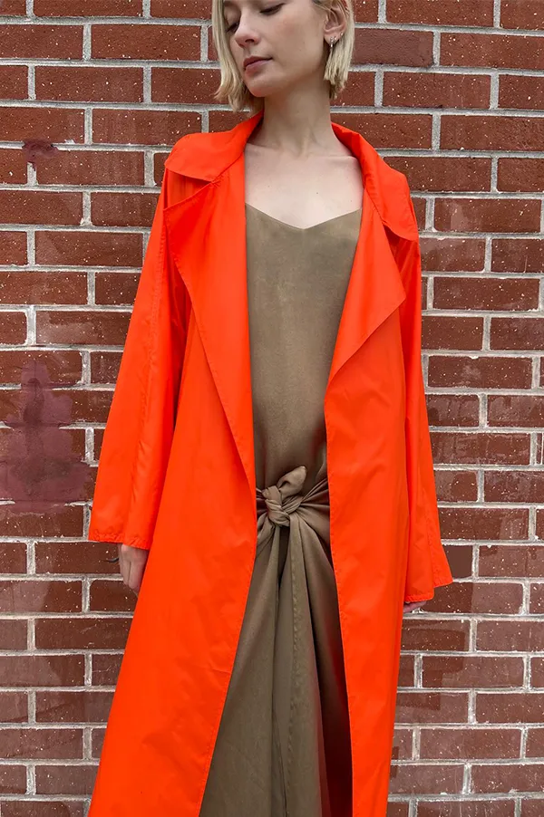 Oversized Trench Coat in Vermilion