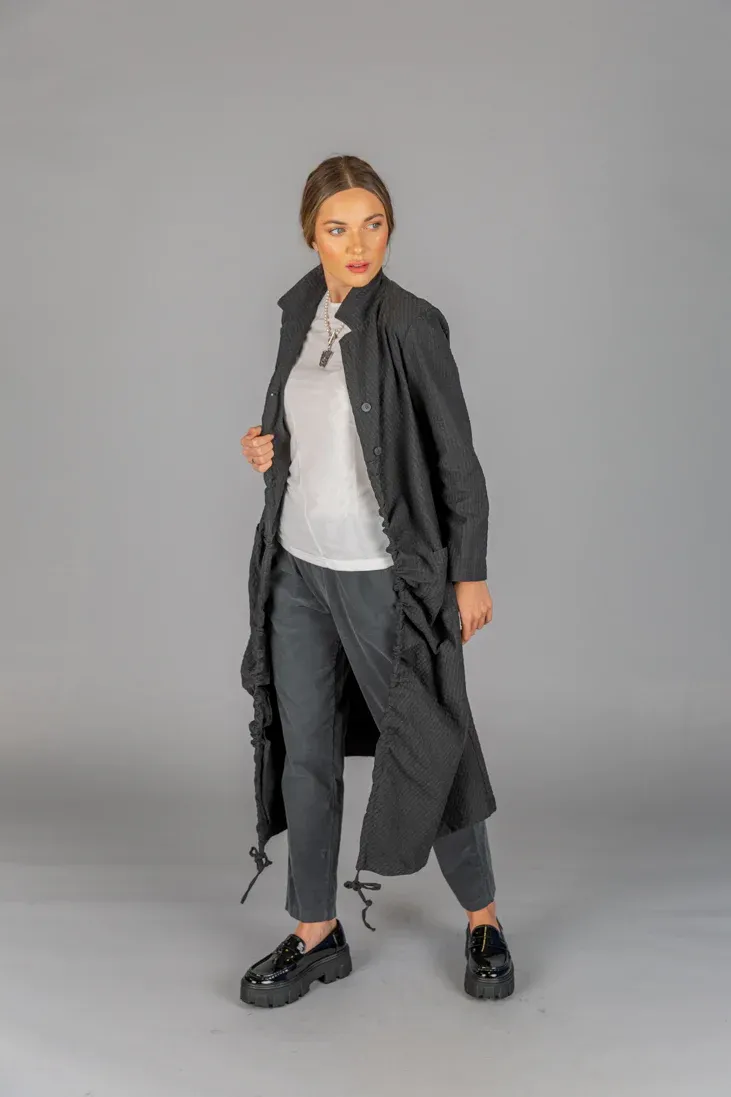 Paolo Tricot Sale, WT220821 Long Ruched Coat 50% Off Regular Price