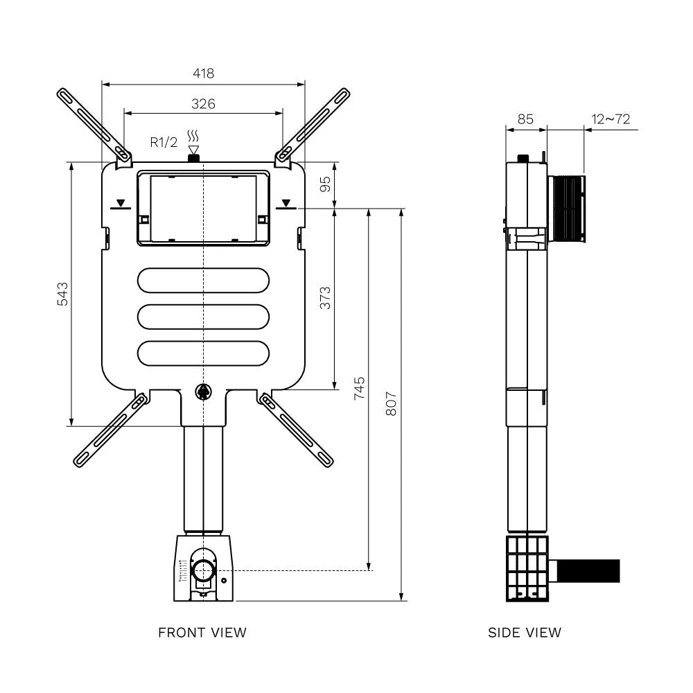 Parisi Incasso Front Flush Concealed Cistern With Adjustable Flush Pipe