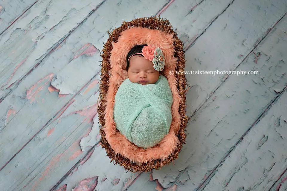 Peach Papaya Mongolian Faux Fur Photography Prop Rug Newborn Baby