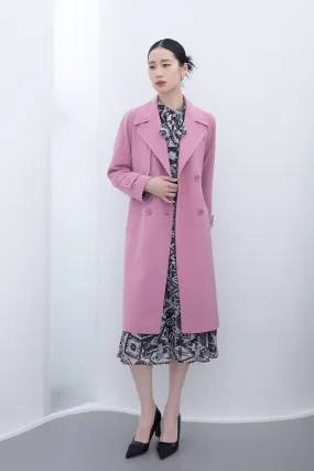 Pink Long Classic Trench Overcoats