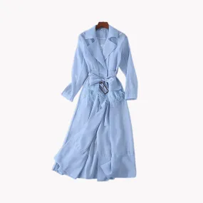 Pre Order:  Blue Transparent Trench Dress