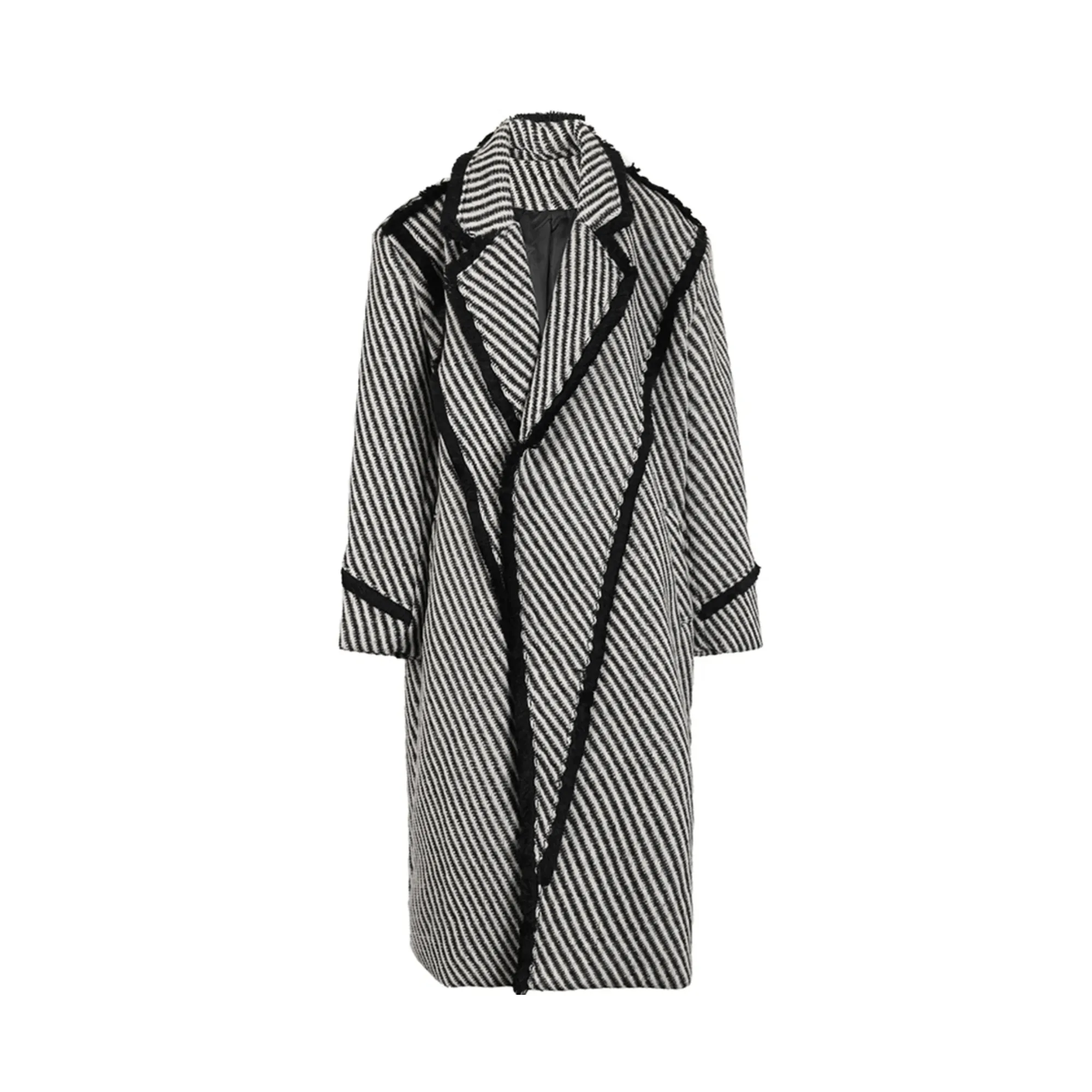 Pre Order:  Bold Lines Striped Woolen Coat