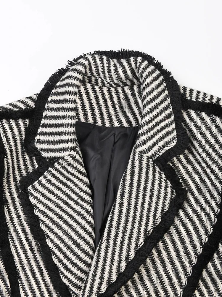 Pre Order:  Bold Lines Striped Woolen Coat