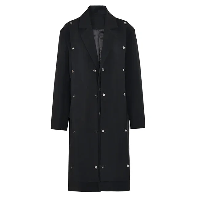 Pre Order:  Elegant Solid Button Detachable Trench Coat