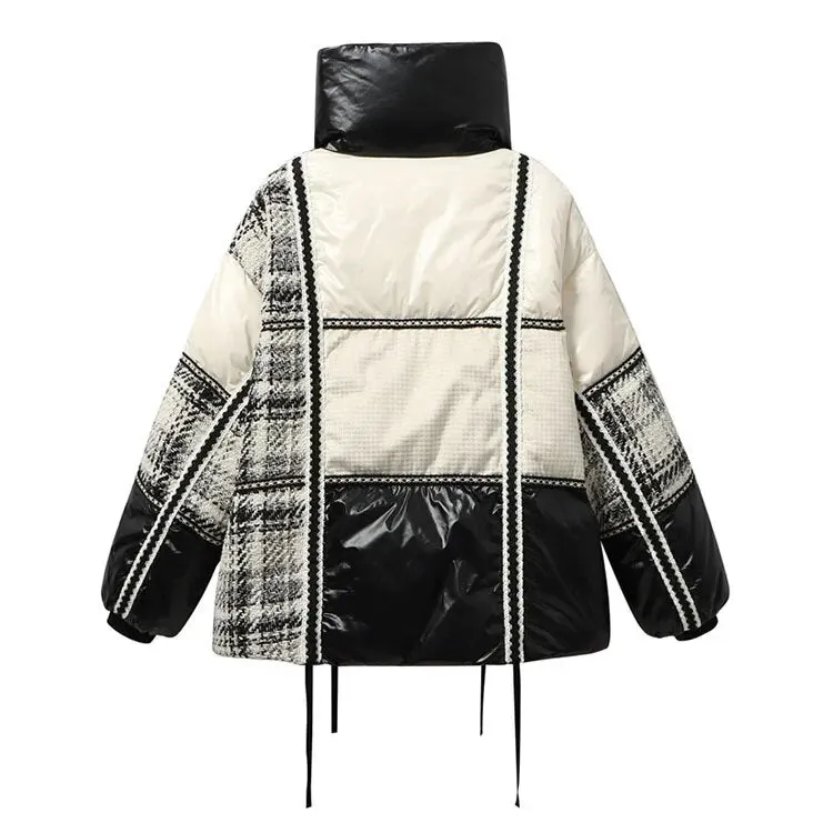 Pre Order:  Patchwork Plaid Puffer Jacket