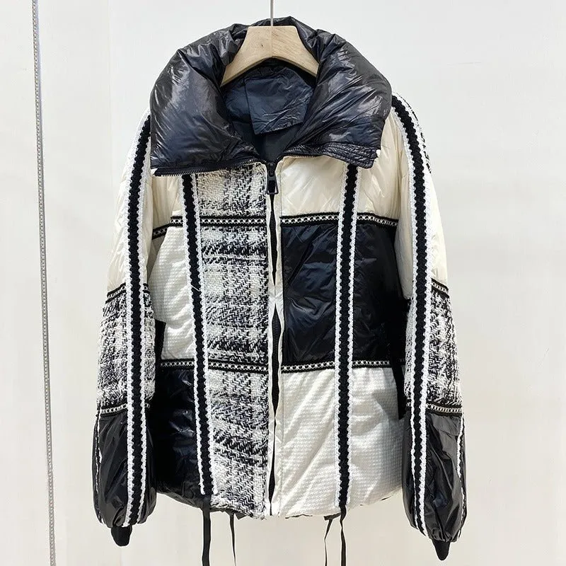 Pre Order:  Patchwork Plaid Puffer Jacket