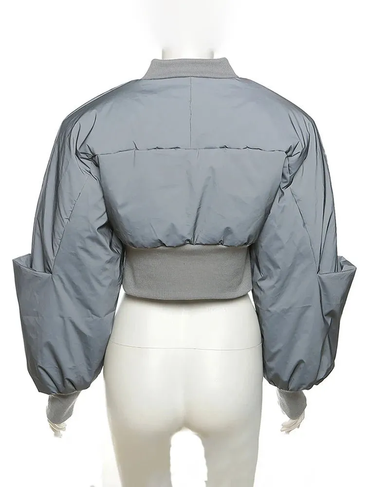 Pre Order:  Reflective Puffer Cropped Padded Jacket